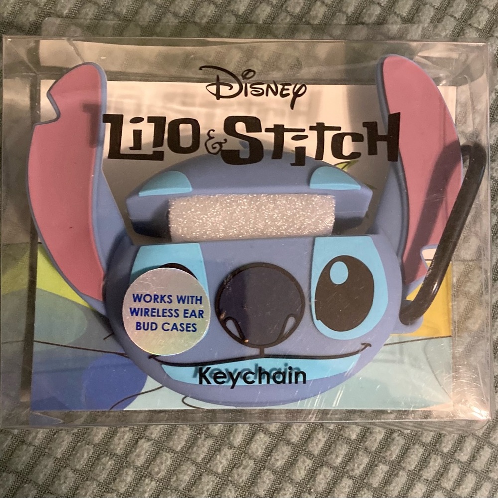 Disney Lilo & Stitch Blue and Pink wireless apple ear bud case Keychain movie